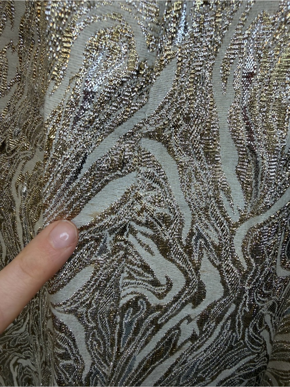 Vintage Late 1960s / Early 1970s Metallic Lurex Brocade Maxi Dress - Picture 14 of 15